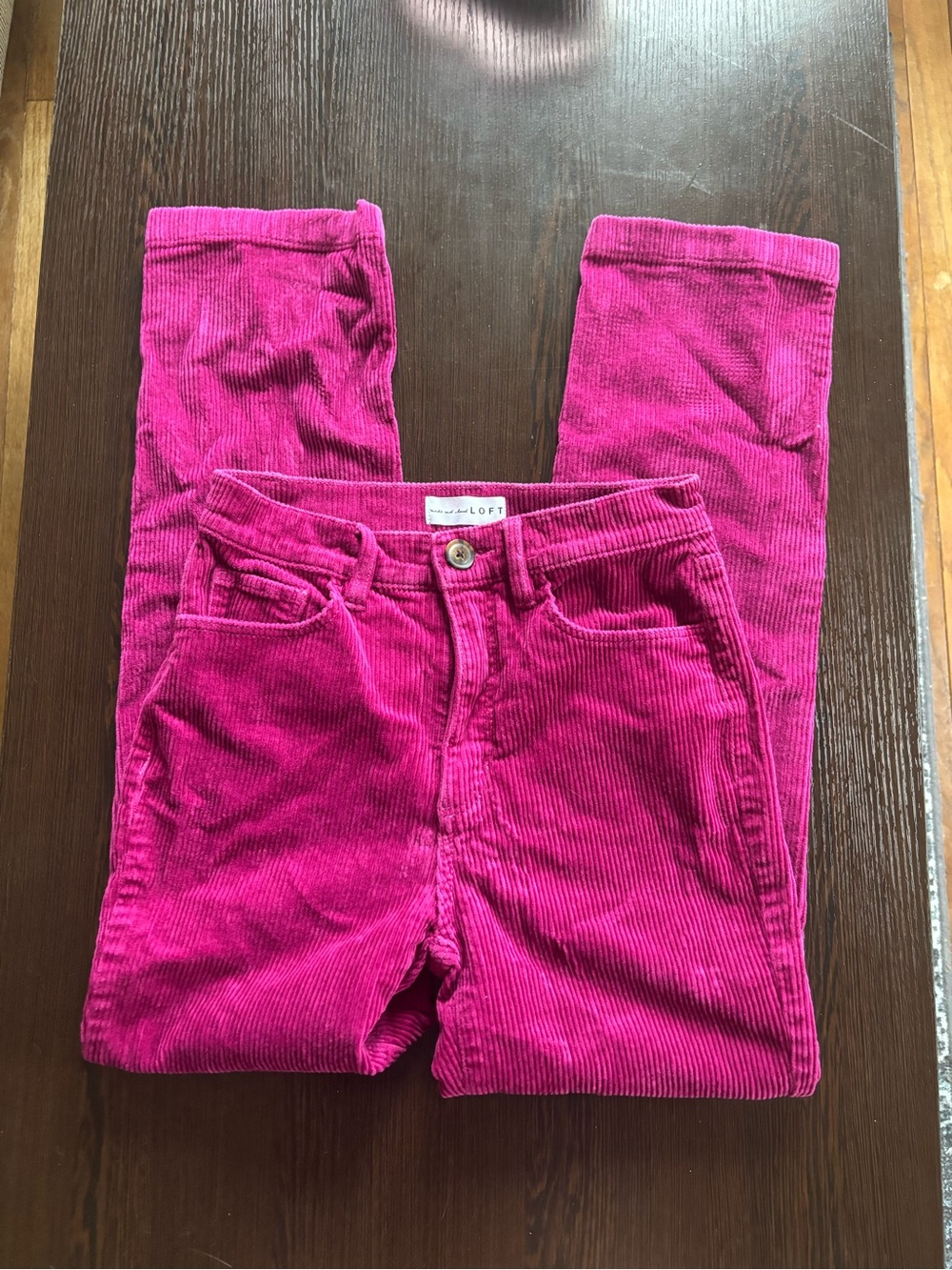 LOFT Size 00 / 24 Fuchsia Pink Corduroy Pants